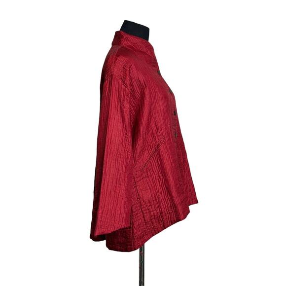 Joshi red silk lightweight quilted long sleeves buttoned jacket coat size S - Picture 5 of 16